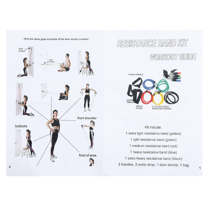 LEAJOY 11pcs / Set Natural Rubber Fitness Resistance Bands Practical Elastic Training Rope